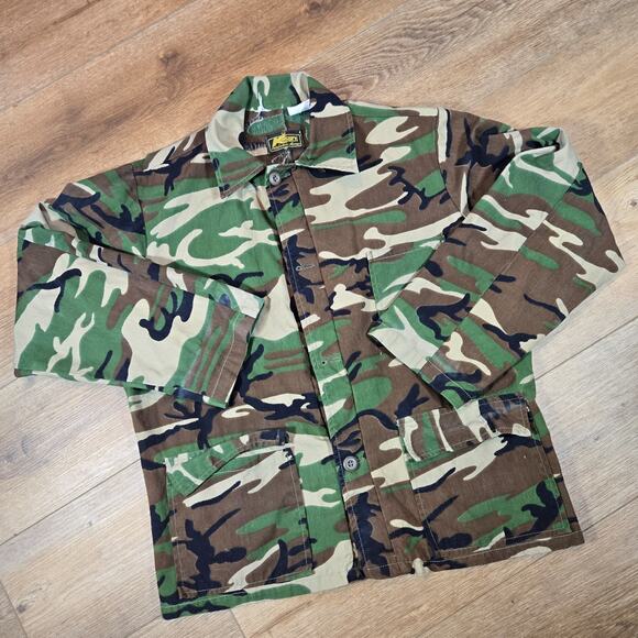 Vintage Kmart Camo Hunting Jacket Men’s Medium 38-40 Woodland Button Front Light - Picture 1 of 9